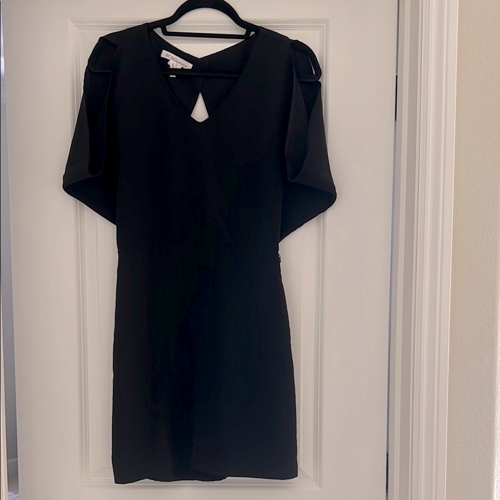 BCBGeneration Black Mini Dress with Cold Shoulder Sleeves Size 2